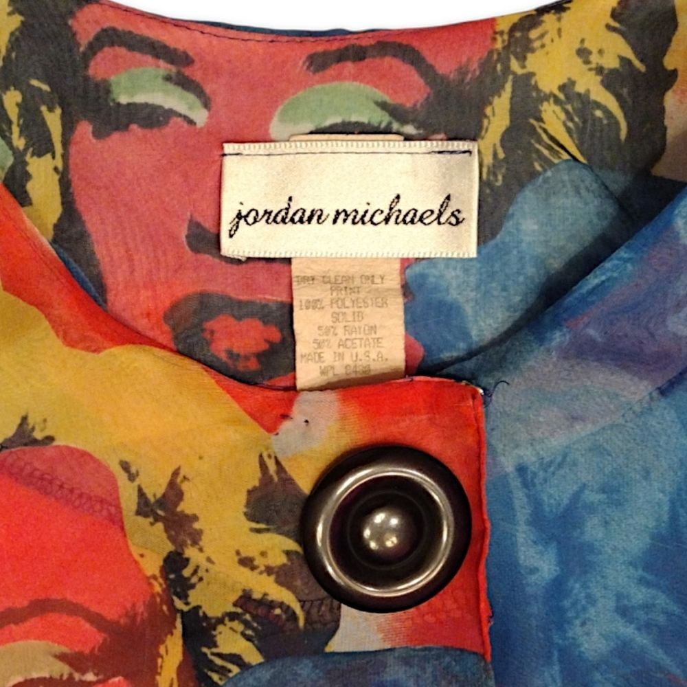 Jordan Michaels Sheer Marilyn Monroe/James Dean Print Blouse, Size 14, VTG , 80s - Picture 4 of 5